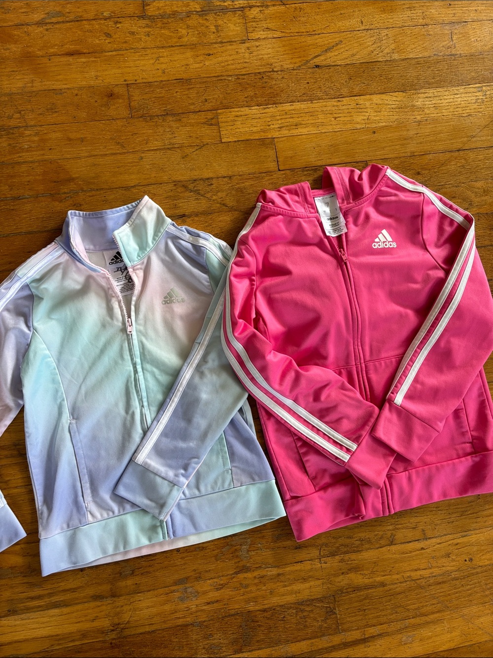 adidas Kids' Pink Hooded Zip Jacket & Pastel Ombre Zip Jacket